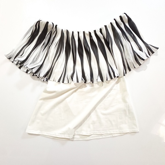 Anne Fontaine Moira Flutter Black/White Top - XXL - Picture 3 of 9